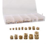 Kit di boccole filettate metriche da M2 a M6 in ottone, 300 pezzi | Design zigrinato a spirale, coppia di serraggio bilanciata, elevata forza di estrazione, facile inserimento della guida