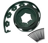 Kit di bordatura da giardino senza scavo con 15 picchetti, lunghezza 5 m, for aiuole, erba e giardini per Prato(Green)