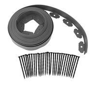 Kit di bordatura per giardino in plastica senza scavo, facile da installare, materiale PE durevole, a forma di L, per aiuole, anelli per alberi, 5 x 5 x 1000 cm, include 30 chiodi. (Verde) (Nero)