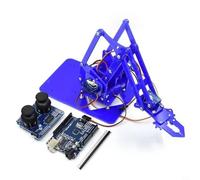 Kit di braccio robotico acrilico non assemblato per Arduino, 4 gradi di libertà, kit di costruzione elettronica fai da te per imparare STEAM e creatività, nero (blu pro、)