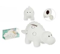 Kit di bricolage, salvadanaio in ceramica per pittura con 6 colori e pennello, disegni di arcobaleno, furgoni, nuvole, stella, giraffa, dinosauro, Dino, cane e auto, gioco creativo per bambini (Dino)