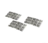 Kit di bulloni a testa esagonale, in acciaio inox, 240 pezzi (720 pezzi) | Set da 240 pezzi, misure M5, con bulloni, dadi, rondelle, finitura argento, riparazione generale