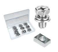 Kit di bulloni e dadi per terminali batteria moto, viti a testa esagonale M6 x 12 mm per ATV, scooter, moto, quad, confezione da 10 (argento)