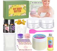Kit di burro per il corpo, kit per la creazione di lozioni al burro di karité, per adulti, fai da te, con burro di karitè biologico, olio di mandorle dolci, polvere di mica, burro per
