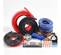 Kit di cablaggio a doppio amplificatore, kit di installazione completo per amplificatore audio da 1000 W con fusibile ANL da 100 A, cavi RCA OFC, cavo altoparlante e blocco di distribuzione per