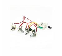 Kit di cablaggio per chitarra elettrica, manopole di controllo da 500 K, interruttore a 5 vie LP 2T 2V 1J per sostituzione chitarra stile Strats, cappello nero