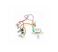 Kit di cablaggio per chitarra elettrica, manopole di controllo da 500 K, interruttore a 5 vie LP 2T 2V 1J per sostituzione chitarra stile Strats, cappello bianco