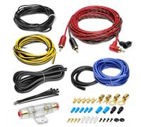 Kit di cablaggio per installazione amplificatore da 4 gauge, kit di cablaggio per amplificatore per auto, potenza, terra, cavo telecomando, cavo RCA, filo per altoparlanti, tubo split Loom
