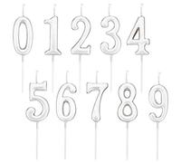 Kit di candele 'torta numeriche' per torte glitterate, decorazione per matrimoni, feste di compleanno, baby shower, anniversari, argento