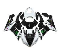 Kit di carenature per carrozzeria con foro preforato in plastica ABS per moto Kawasaki Ninja ZX6R-636-2005-2006 (nero+bianco)