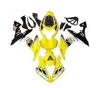Kit di carenature per carrozzeria in plastica ABS per moto con foro preforato per Yamaha R1 2004-2006 (nero e giallo, 2004-2006)