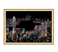 Kit di carta da grattare fai-da-te - Design di scene notturne Lavagna per grattare con pittura a colori con kit di punti di riferimento delle città del mondo | Adatto per giochi di società,