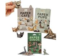 Kit di carta per origami fai da te, 50 fogli di carta per origami fai da te da piegare simpatici personaggi di gatti, divertenti animali stampati in 3D, attività creative per adulti e bambini (3 pezzi