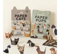 Kit di carta per origami fai da te, 50 fogli di origami 3D con gatti, cani e dinosauri, divertente kit per bambini dai 6 ai 12 anni e adulti, decorazione creativa di animali di carta e regalo per gli