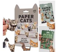 Kit di carta per origami fai da te, 50 fogli di origami 3D, gatti, cani e dinosauri, divertente kit per bambini dai 6 ai 12 anni e adulti, decorazione creativa di animali di carta e regalo per gli