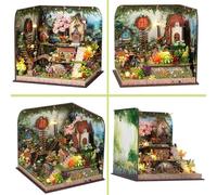 Kit Di Casa In Miniatura | Casina Floreale in Legno con Luci LED - Kit Creativo, Decorazione Da Assemblare Per Ragazzi e Ragazze Scrivania, Mensola o Progetti Scolastici