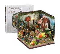 Kit Di Casa In Miniatura - Casina Floreale in Legno con Luci LED,Kit Creativo, Decorazione Da Assemblare Per Ragazzi e Ragazze Scrivania, Mensola o Progetti Scolastici