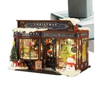Kit di casa in miniatura di Natale, case di Natale in miniatura | Casa di natale Casa-nazione Casa di bambole in miniatura Kit, kit di case in miniatura, case per bambole in legno, sala creativa per b