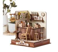 Kit Di Casa In Miniatura Diorama 3D di un Caffè in Legno | Kit per Camera in Miniatura Per Decorazione Di Scaffale E Scrivania, Festa Di Compleanno, Regalo Di Benvenuto, Camera Da
