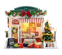 Kit di casa in miniatura, illuminazione di natalizi di Natale Magico Kit di casa minuscola con accessori, alimentazione a batteria Easy Assembly Miniatura fai -da -te in legno per il compleanno, Nata