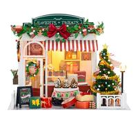 Kit di casa in miniatura, illuminazione di natalizi di Natale Magico Kit di casa minuscola con accessori, alimentazione a batteria Easy Assembly Regalo in miniatura fai -da -te per compleanno, Natale