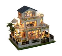 Kit di casa in miniatura - Mini House Building Kit | Craft in legno 3D modello di villa con LED | Set di maker artigianali fatti a mano per ragazzi giovani donne figlio adolescenti amici ragaz
