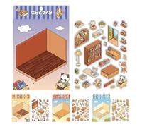 Kit Di Case in Miniatura Adesivi | Effetto 3D 4 Pezzi Adesivi Anti Stress - Decorazioni Cartoon Paesaggio per Appassionati Di Fai Da Te Quaderno Album Insegnanti Adolescenti Bambini Adulti