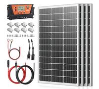 Kit di cella solare solare da 480 W, 4 pannelli solari monocristallini + regolatore di carica solare da 30 A, cavo solare, per batterie da 12 V, impianto solare, camper, roulotte, barca, roulotte