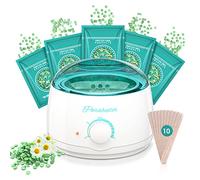 Kit di cera brasiliana, scaldacera per depilazione con paraheeter, scaldacera professionale con 5 sacchetti di perline di cera, 10 bastoncini per ceretta, depilazione su viso, braccia, ascelle, gambe