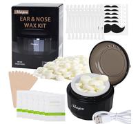 Kit di cera per naso, mini scaldacera per la depilazione delle sopracciglia e delle orecchie, kit per donne e uomini, con perline da 100 g, 30 applicatori, 6 bastoncini per il naso, kit portatile a