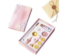 Kit di cera per sigillare, cera per sigillare, di sigillo di cera per matrimoni, cera per sigillare, cera completa per busta con perle di cera, cucchiaio scalda cera e candele per