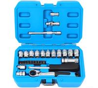 Kit di chiavi a bussola metriche in cromo vanadio, 29 pezzi, con 12 prese a punto per applicazioni CRV