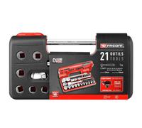 Kit di chiavi a bussola metrico 1/2 (12.5 mm) 20 parti Facom SL.DBOX1PB