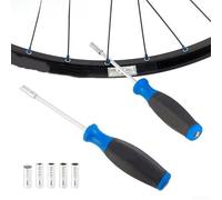 Kit di chiavi a nipplo per raggi interni per bicicletta, con testa piatta da 1,3 mm, quadrata da 3,5 mm e testa a bussola esagonale multipla, albero extra lungo