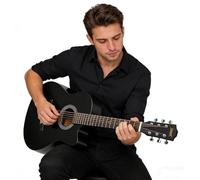 Kit Di Chitarra Acustica Per Principianti Adulti, Kit Completo Di Chitarra Acustica Con Spalla Mancante Set Per Principianti Con Chitarra In Legno(Black look,38 in)