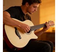 Kit Di Chitarra Acustica Per Principianti Adulti, Kit Completo Di Chitarra Acustica Con Spalla Mancante Set Per Principianti Con Chitarra In Legno(Natural wood color,41in)