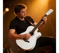 Kit Di Chitarra Acustica Per Principianti Adulti, Kit Completo Di Chitarra Acustica Con Spalla Mancante Set Per Principianti Con Chitarra In Legno(Bianco,38 in)