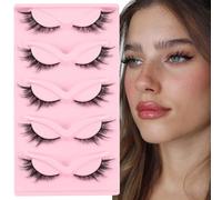 Kit di ciglia finte morbide a mezza occhio di gatto, con colla e rimozione di ciglia finte 3/4 angolari, riutilizzabili, effetto visone finto 3D, aspetto naturale, 10 paia