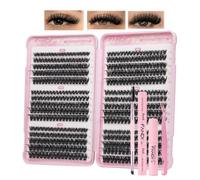 Kit di ciglia singole a ciuffetti da 80 + 100 D + 120 D, 520 extension per ciglia, fai da te, curvatura a D, ciuffetti individuali, con colla, colla e sigillatura e rimozione (C06KIT)