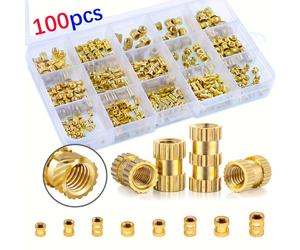 Kit di classificazione per inserti filettati interni a rullo M2 M3 M4 M5 M6 da 100 pezzi, inserti termofissanti adatti per componenti in plastica stampa 3D