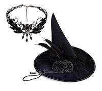 Kit di collane con cappello ampio bordo, a prova di sudore, drammatico, per feste di Halloween, unico e resistente alle intemperie