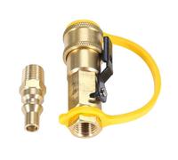 Kit di collegamento rapido in ottone for propano da 1/4" con valvola a sfera di intercettazione, tappo maschio a flusso totale for sistemi a bassa pressione for propano/gas naturale