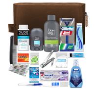 Kit di comodo kit internazionali kit da 20 pezzi premium con dimensioni di viaggio TSA conformi a TSA Fitti: Dove Men & Care Products in Brown Dopp B