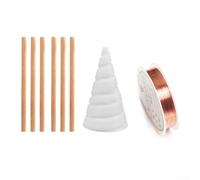 Kit di componenti per antenna da giardino per elettrocoltura con filo di rame da 1,2 m, 6 paletti in legno e strumento riutilizzabile per la formatura di bobine in silicone (piccolo)