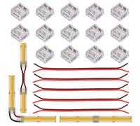 Kit Di Connettori Da 8mm - 14 Connettori Trasparenti E 5 Fili Di Estensione 20AWG Di15cm Per Connessione Senza Saldatura, Estensione E Collegamenti Angolari Rgbw Angolare,connettore Striscia Led