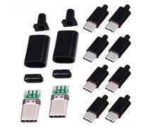 Kit di connettori maschio USB3 tipo C, confezione da 10 con PCB per trasferimenti dati rapidi, perfetto per applicazioni tecnologiche (nero)