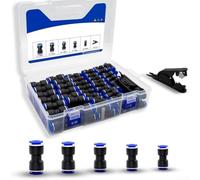 Kit di connettori pneumatici, 100 pezzi, in lega, resistenti alla pressione | Assortimento da 100 pezzi, dimensioni 4-12 mm, montaggio rapido, per tubi dell'aria, versatile