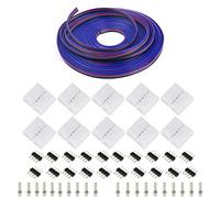 Kit di connettori RGB a 4 pin include cavo di prolunga da 32,8 m, 10 connettori a striscia LED senza cuciture, 20 clip a striscia LED, per striscia LED flessibile che cambia colore 5050 3528