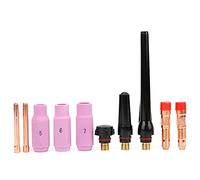 Kit di consumabili per torcia di saldatura TIG da 10 pezzi compatibile con i modelli WP 17 WP 18 WP 26 QQ300 DB PTA SR CK 17 18 26, include ugelli in ceramica Pinze Corpi di pinze