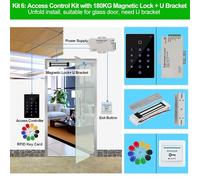 Kit di controllo accessi porta Controller di accesso tastiera RFID impermeabile, serrature magnetiche elettriche domestiche da 180 kg,Sicurezza(Kit6 (180KG U))